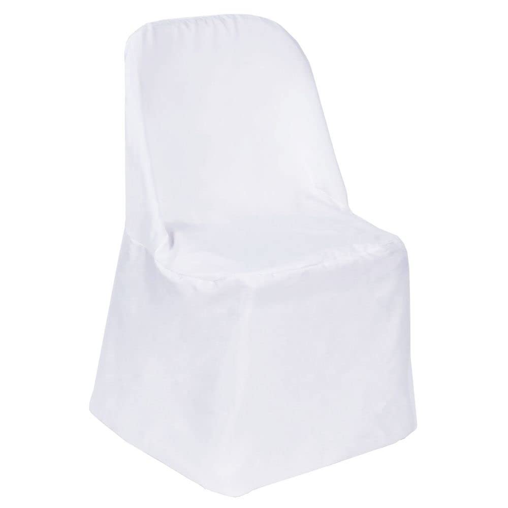 10 Pcs White Polyester Folding Chair Covers Wedding Banquet Reception Decorations