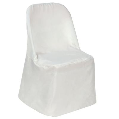 10 Pcs Ivory Polyester Folding Flat Chair Covers Event Banquet Party Decorations