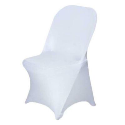6 Pcs White Folding Stretch Spandex Chair Covers Event Banquet Reception Decorations