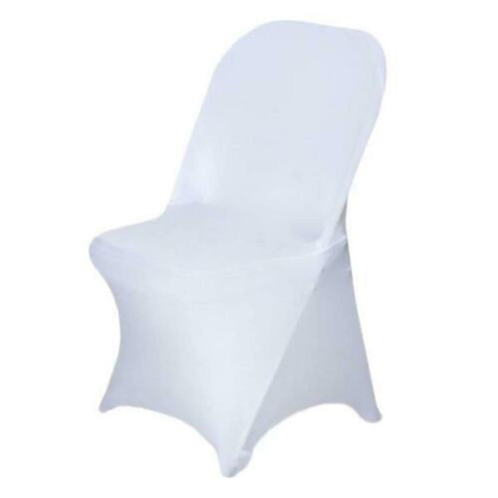 6 Pcs White Folding Stretch Spandex Chair Covers Event Banquet Reception Decorations