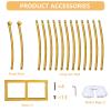 8FT Gold Round Backdrop Stand Large Circle Metal Floral Balloon Frame Wedding Arch Stand for Wedding, Birthday Party, Baby Shower, Graduation, Anniversary, Candy Tables Celebration view 4