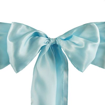 10 Pcs Light Blue Satin Chair Sashes Ties Bows Wedding Party Reception Decorations