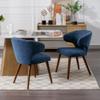 Wahson Set of 2 Modern Dining Chairs, Curved Armless Chairs, Chenille Upholstered Dining Chair with Hardwood Legs for Kitchen/Dining Room, Navy view 1