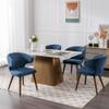 Wahson Set of 2 Modern Dining Chairs, Curved Armless Chairs, Chenille Upholstered Dining Chair with Hardwood Legs for Kitchen/Dining Room, Navy view 3