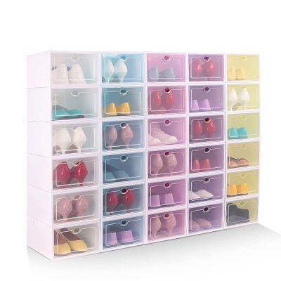 30 Pack Shoe Storage Boxes,Shoe Box Storage containers Clear Plastic Stackable Shoe Organizer for Closet, Sneaker Storage Box Space Saving (Color : White, Size : 13x9x5.5in)