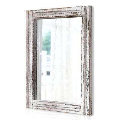 AAZZKANG Large Wall Mirrors 26"x18" Rustic Wood Mirror Rectangle Decorative for Farmhouse Bedroom Bathroom Living Room Dressing Room Home Entryway