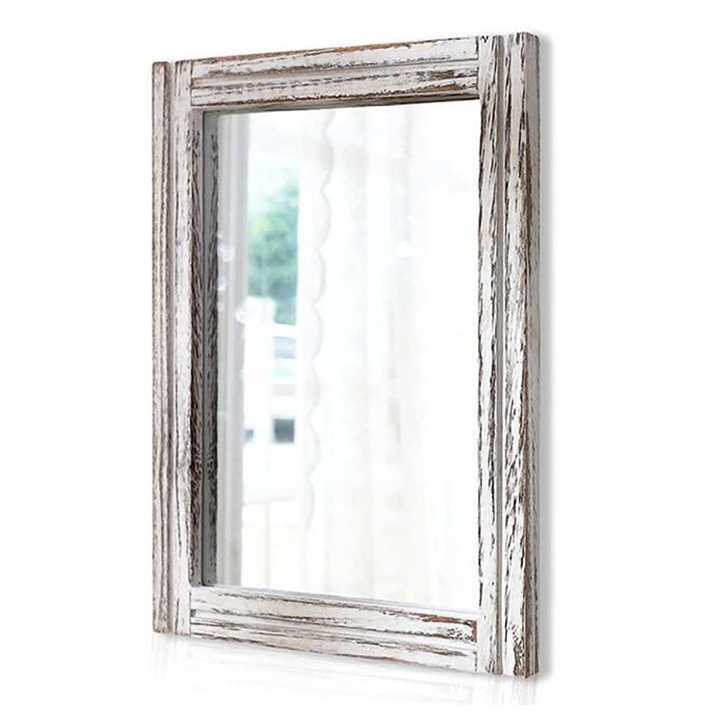 AAZZKANG Large Wall Mirrors 26"x18" Rustic Wood Mirror Rectangle Decorative for Farmhouse Bedroom Bathroom Living Room Dressing Room Home Entryway