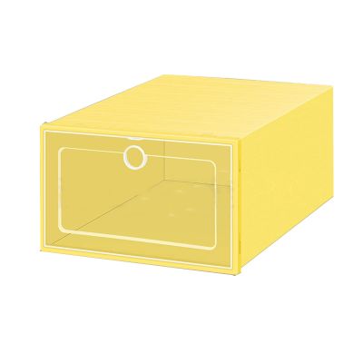 Clear Foldable Shoe Storage Boxes. Stackable Heavy Duty Plastic Boot Storage Boxes Transparent Shoe Box Boot & Shoe Box OrganizersEight Colors (Color : Yellow, Size : 13x9x5.5in)