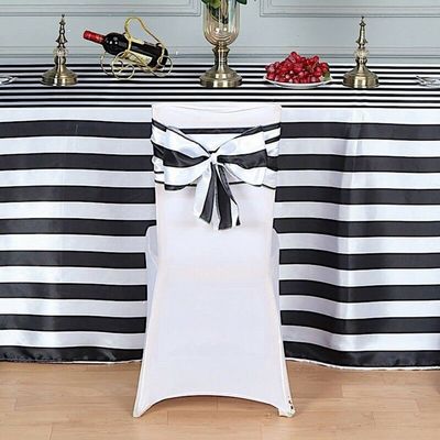5 Pcs Black and White Satin Stripe Chair Sashes Wedding Party Decorations