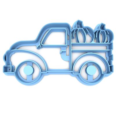 Sweet Prints Inc Pickup Truck with Pumpkins Cookie Cutter - Dishwasher Safe (3" wide)
