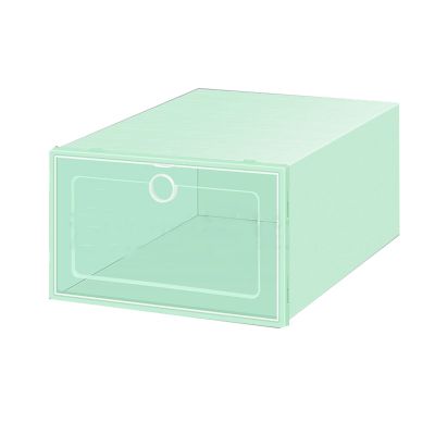 Clear Foldable Shoe Storage Boxes. Stackable Heavy Duty Plastic Boot Storage Boxes Transparent Shoe Box Boot & Shoe Box OrganizersEight Colors (Color : Green, Size : 11.9x8.1x4.7in)