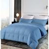 100% Egyptian Cotton 3 Pcs Light Blue Stripe Box Stitched Comforter Set 500 GSM Fill Power Palatial King Size Warmth Fluffy Quilted Comforter (1 Striped Comforter with 2 Matching Pillowshams) view 1