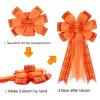 2 Pack Fall Bows for Wreaths Decorations for Home, Halloween Tree Topper Bow, Thanksgiving Bow with Orange Buffalo Plaid Burlap Front Door Outdoor view 4