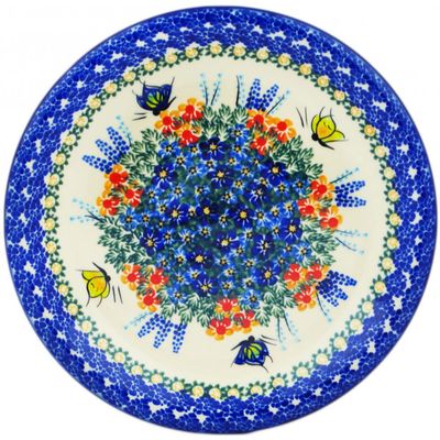 Polmedia Polish Pottery Lunch Plate UNIKAT - Flutters In The Wind Pattern Handmade in Boleslawiec Poland by Ceramika Dalia + Certificate of Authenticity