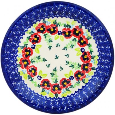 Polmedia Polish Pottery Lunch Plate UNIKAT - Pansy Wreath Pattern Handmade in Boleslawiec Poland by Ceramika Dalia + Certificate of Authenticity