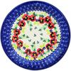Polmedia Polish Pottery Lunch Plate UNIKAT - Pansy Wreath Pattern Handmade in Boleslawiec Poland by Ceramika Dalia + Certificate of Authenticity view 1