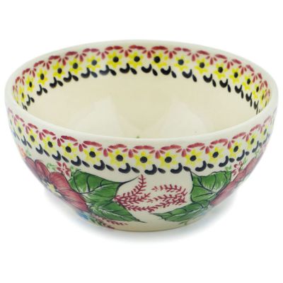 Polmedia Polish Pottery Bowl 6-inch UNIKAT - Still Meadow Pattern Handmade in Boleslawiec Poland by Ceramika Bona + Certificate of Authenticity