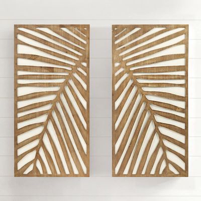 BLACK FOREST DECOR Palm Breeze Wood Wall Art - Set of 2