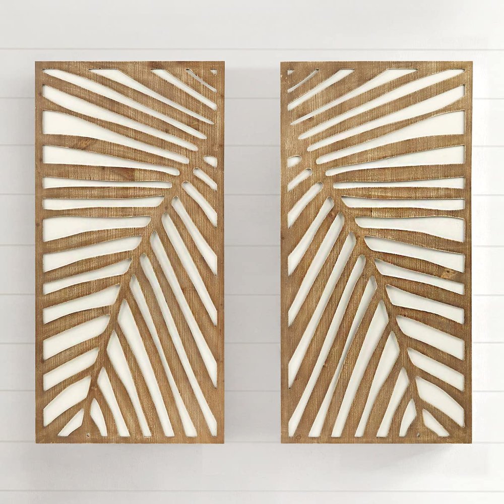 BLACK FOREST DECOR Palm Breeze Wood Wall Art - Set of 2