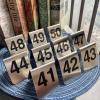 10 Pcs Metal Place Cards Stackable Tent Style Table NumbersPlace Card Holders for Celebration Wedding Party Restaurants Cafes Bars Gatherings meeting Room Board Game Serial (Medium 41-50, Black) view 3