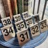 10 Pcs Metal Place Cards Stackable Tent Style Table NumbersPlace Card Holders for Celebration Wedding Party Restaurants Cafes Bars Gatherings meeting Room Board Game Serial (Medium 31-40, Black) view 3