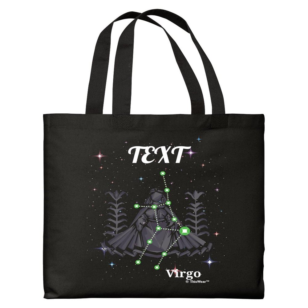 Zodiac Gifts For Women Virgo Personalized Zodiac Sign Virgo Constellation Personalized Black Canvas Tote Bag