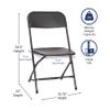 BizChair Big and Tall Commercial Folding Chair - Extra Wide 650LB. Capacity - Durable Plastic - Black, 4-Pack view 3