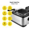 Chefman 4.5L Dual Cook Pro Deep Fryer with Basket Strainer and Removable Divider, Jumbo XL Size, Adjustable Temp & Timer, Perfect for Chicken, Fries, Chips and More, Easy to Clean, Stainless Steel view 2
