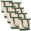 Canvas Tote Bag with Handles for Woman, Reusable Cloth Bag for Groceries and Shopping In Bulk - Blank Cotton Tote Bag, Suitable for DIY Projects Heavy Duty, 16"X14.5" With 4 Gusset, Green 8 Pack view 1