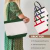 Canvas Tote Bag with Handles for Woman, Reusable Cloth Bag for Groceries and Shopping In Bulk - Blank Cotton Tote Bag, Suitable for DIY Projects Heavy Duty, 16"X14.5" With 4 Gusset, Green 8 Pack view 2