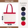 Canvas Tote Bag with Handles for Woman, Reusable Cloth Bag for Groceries and Shopping In Bulk - Blank Cotton Tote Bag, Suitable for DIY Projects HEAVY DUTY, 16"X14.5" With 4 Gusset, Red 4 Pack view 3