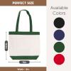 Canvas Tote Bag with Handles for Woman, Reusable Cloth Bag for Groceries and Shopping In Bulk - Blank Cotton Tote Bag, Suitable for DIY Projects HEAVY DUTY, 16"X14.5" With 4 Gusset, Green 4 Pack view 3