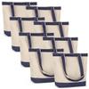 Canvas Tote Bag with Handles for Woman, Reusable Cloth Bag for Groceries and Shopping In Bulk - Blank Cotton Tote Bag, Suitable for DIY Projects Heavy Duty, 16"X14.5" With 4 Gusset, Blue 8 Pack view 1