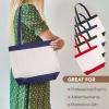 Canvas Tote Bag with Handles for Woman, Reusable Cloth Bag for Groceries and Shopping In Bulk - Blank Cotton Tote Bag, Suitable for DIY Projects Heavy Duty, 16"X14.5" With 4 Gusset, Blue 8 Pack view 2