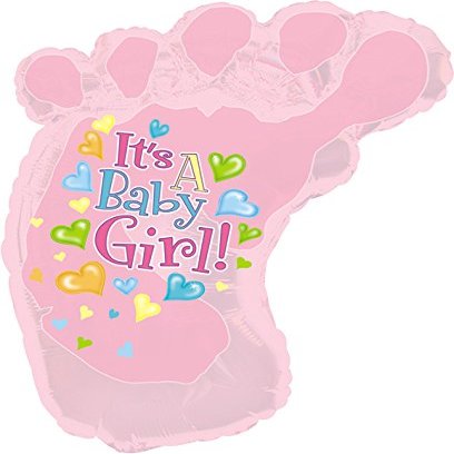 PMU It's A Girl Baby Foot Shape 38.5 Inch Mylar Balloon Pkg/25