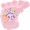 PMU It's A Girl Baby Foot Shape 38.5 Inch Mylar Balloon Pkg/25 view 1