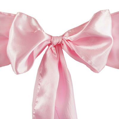 10 Pcs 10 Pink Satin Chair Sashes Ties Bows Wedding Ceremony Reception Decorations
