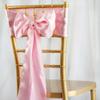 10 Pcs 10 Pink Satin Chair Sashes Ties Bows Wedding Ceremony Reception Decorations view 2