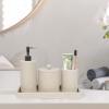 Beige Bathroom Accessories Set 4 Pcs - Toothbrush Holder,Lotion Soap Dispenser,Qtip Holder Dispenser,Vanity Tray for Countertop Vanity Organizer,Bathroom Accessory Set view 2