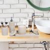 Beige Bathroom Accessories Set 4 Pcs - Toothbrush Holder,Lotion Soap Dispenser,Qtip Holder Dispenser,Vanity Tray for Countertop Vanity Organizer,Bathroom Accessory Set view 3