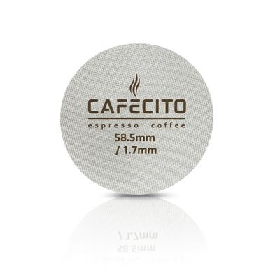 CAFECITO Puck Screen Filter | 58.5mm Espresso Puck Screen | Silver | Professional 316L Stainless Steel Coffee Filter | 1.7mm Thick | 150 Micron / 100um Multi-Layer Mesh | Reusable Espresso Disc