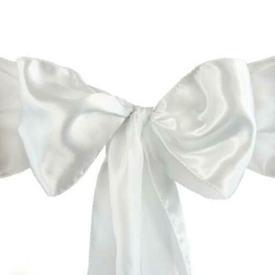 10 Pcs White Satin Chair Sashes Ties Bows Wedding Ceremony Reception Decorations