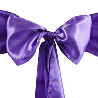 10 Pcs Purple Satin Chair Sashes Ties Bows Wedding Ceremony Reception Decorations