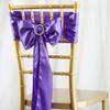 10 Pcs Purple Satin Chair Sashes Ties Bows Wedding Ceremony Reception Decorations view 2