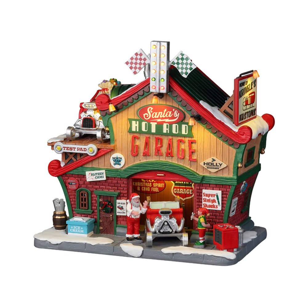 Lemax Santa's Hot Rod Garage, with 4.5V Adaptor #25863