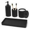 Black Bathroom Accessories Set 4 Pcs - Toothbrush Holder,Lotion Soap Dispenser,Qtip Holder Dispenser,Vanity Tray for Countertop Vanity Organizer,Bathroom Accessory Set view 1
