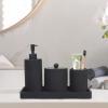 Black Bathroom Accessories Set 4 Pcs - Toothbrush Holder,Lotion Soap Dispenser,Qtip Holder Dispenser,Vanity Tray for Countertop Vanity Organizer,Bathroom Accessory Set view 2