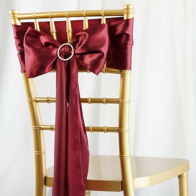 10 Pcs Burgundy Satin Chair Sashes Ties Bows Wedding Party Reception Decorations