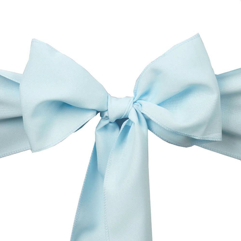 10 Pcs Light Blue Polyester Chair Sashes Ties Bows Wedding Ceremony Decorations