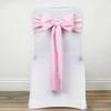 10 Pcs Pink Polyester Chair Sashes Ties Bows Wedding Party Ceremony Decorations view 3